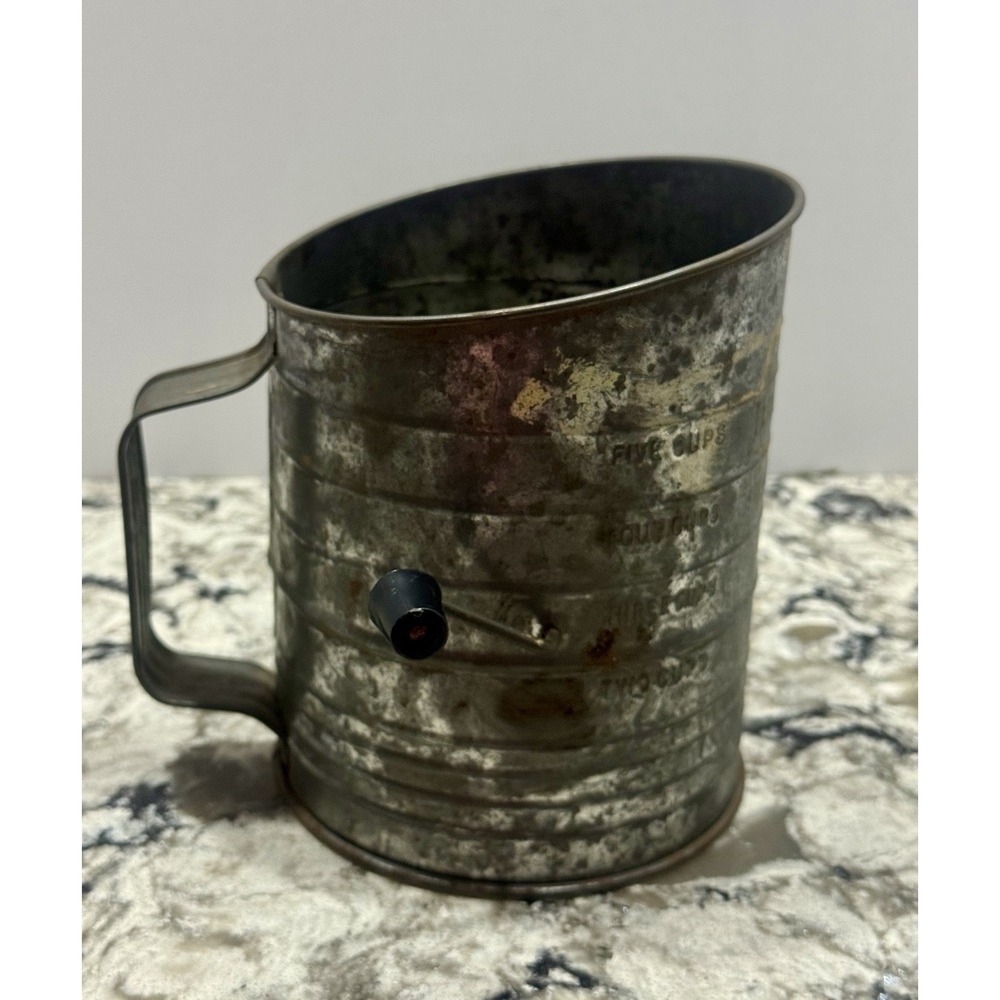 Vintage Metal Hand Crank BROMWELL'S Flour Sifter